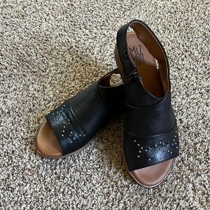 Black Open-Toe Sandals with Studded Detail